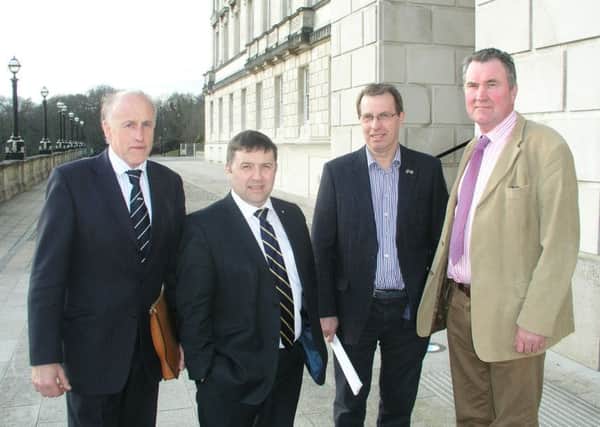 Pictured (left to right) are William Taylor, FFA UK NI, Robin Swann, UUP Chief Whip, Lyle Mackey, FFA Steering Committee and Michael Clarke, NIAPA Chairman