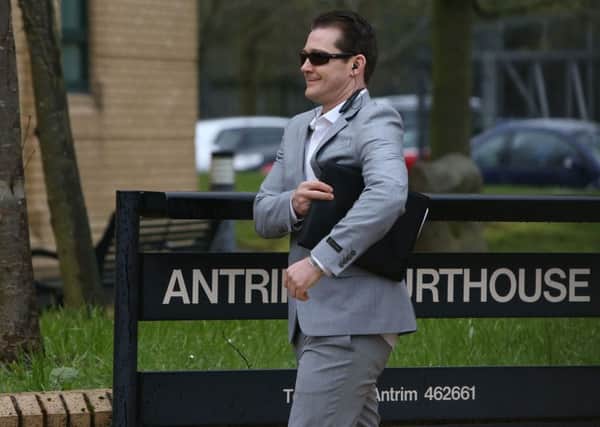 Jeremiah Mathis Thede arrives at Antrim Crown Court before giving evidence on Tuesday