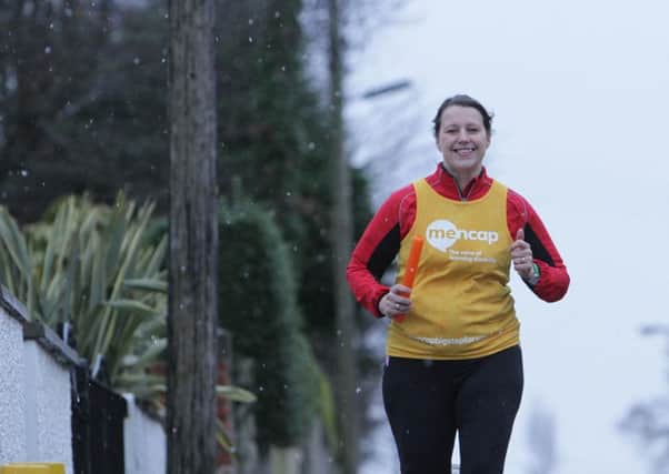Pictured in training is Colette Stewart from Belfast who is running the Deep RiverRock Belfast City Marathon on behalf of Mencap.