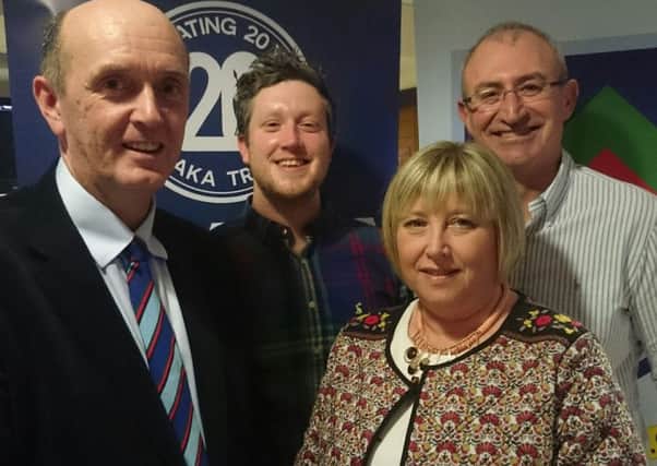Pictured at the CSNI fundraiser at Drumbo are (l-r): Ivan McMinn, Club Chairman, Andrew Cowden, Club Captain, Siobhan McAuley, Associate Director, Abbey Bond Lovis and Mark Marais, Managing Director, Chaka Travel.