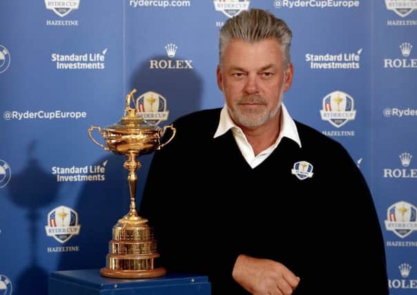 European Ryder Cup captain Darren Clarke and the Ryder Cup trophy pictured at Royal Portrush