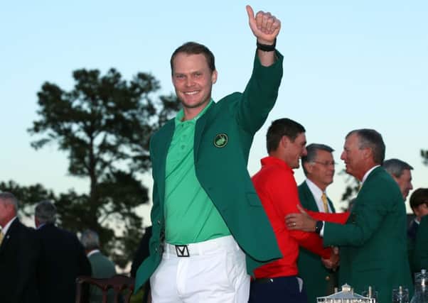 Danny Willett  celebrates after winning the Masters at Augusta