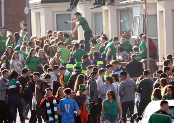 Revellers in the Holylands on St Patrick's Day