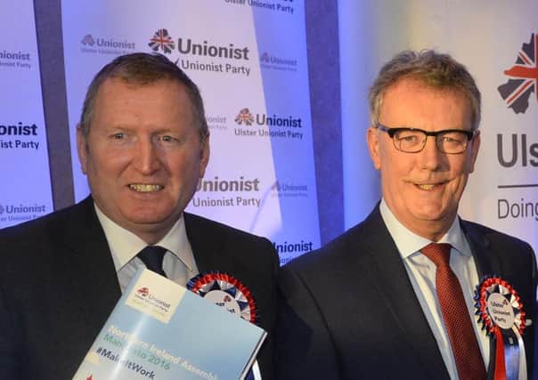 Doug Beattie (left) with party leader Mike Nesbitt at the UUP's election manifesto launch