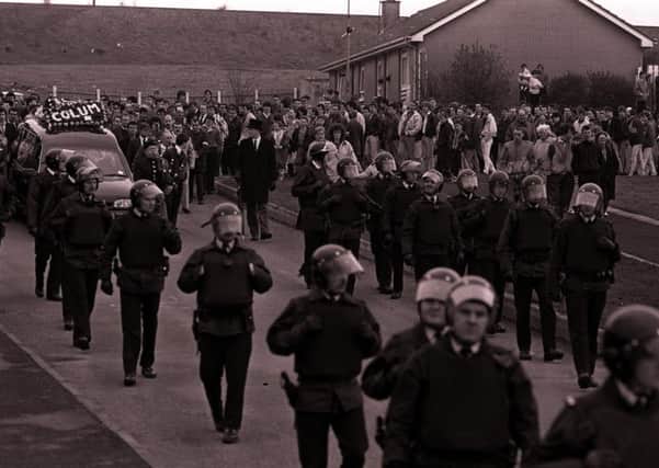 The funeral of IRA man Colm Marks taking place in Newry in April 1991.