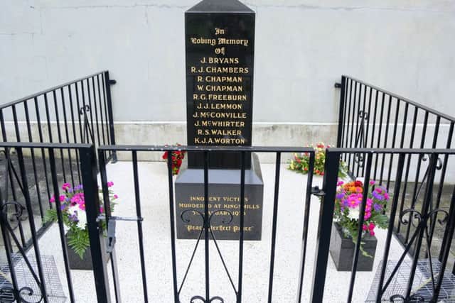 The Kingsmills memorial for the 10 murdered workmen in Bessbrook