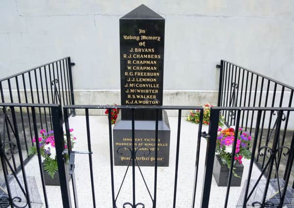 The Kingsmills memorial for the 10 murdered workmen in Bessbrook