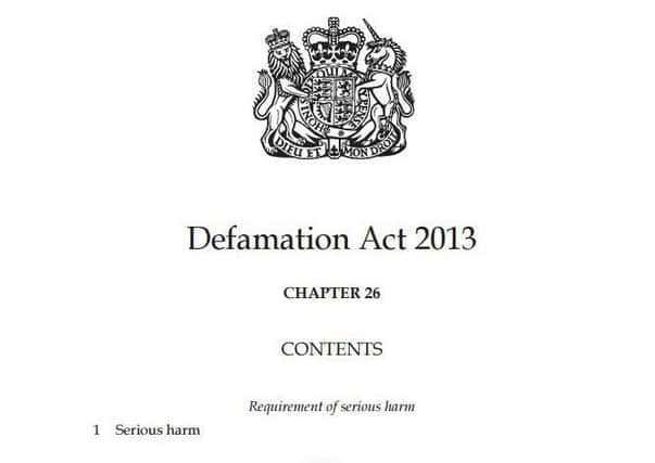 The GB Defamation Act 2013