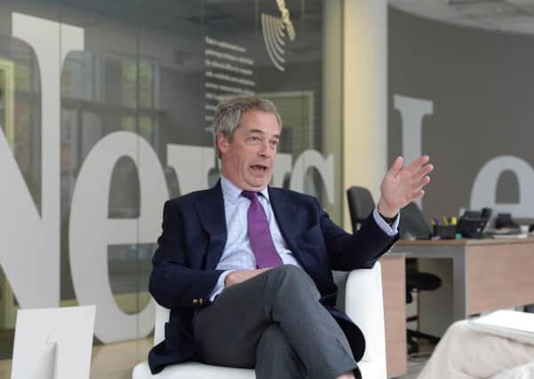 Ukip leader Nigel Farage pictured at the News Letter offices in Belfast on Monday. Photograph: Stephen  Hamilton /Presseye