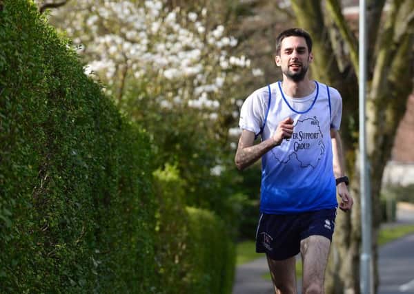 Philip Cairnduff training for the Belfast marathon. He had a liver transplant 12 years ago. 
Picture By: Arthur Allison.