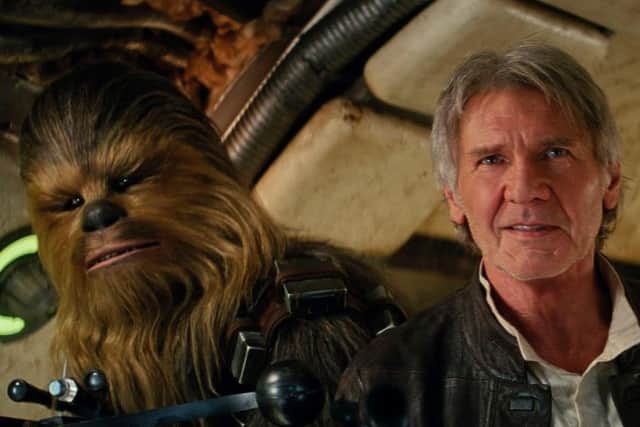 Chewbacca and Han Solo in Star Wars - Episode VII: The Force Awakens.