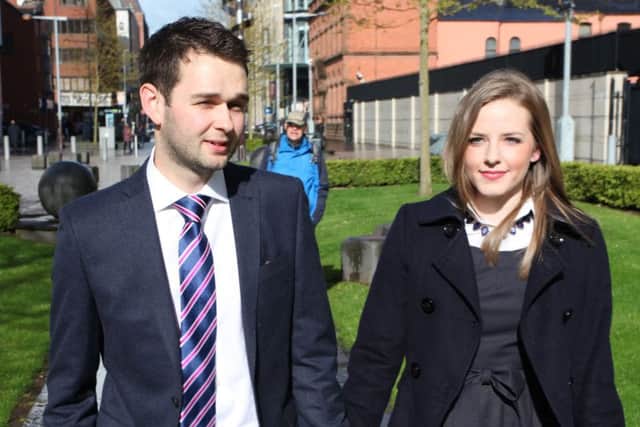 Amy McArthur with husband Daniel before one of their court appearances during last year's 'gay cake' case
