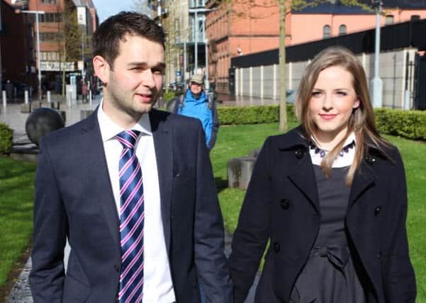 Amy McArthur with husband Daniel before one of their court appearances during last year's 'gay cake' case
