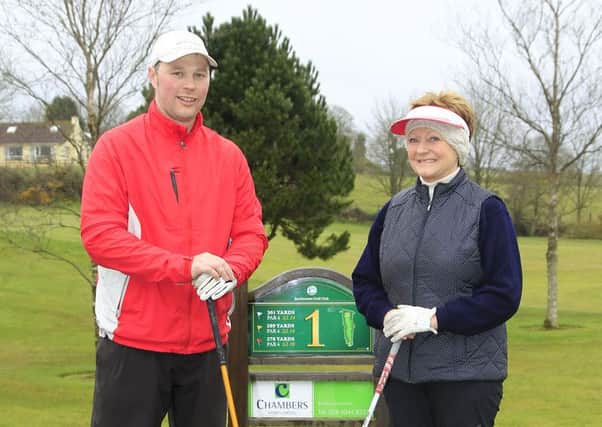 Adam Hunniford & Vera Ellingham (Co Armagh Golf Club) taking part in the Dubai Duty Free Irish Open Pro-Am Qualifying Competition