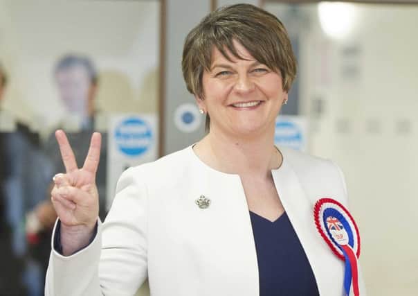 DUP leader Arlene Foster at Omagh Leisure Centre.  Picture: Mark Marlow/Pacemaker