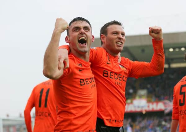 Eoin Bradley (left) and Kevin Braniff celebrate