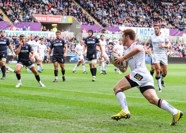 Ulster's Paddy Jackson runs in his side's first try