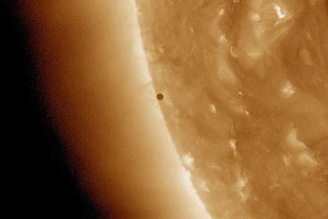 The transit of Mercury across the surface of the Sun was visible only via special telescopes