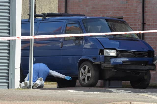 Forensics at the scene after  the attack on Adrian Ismay in March