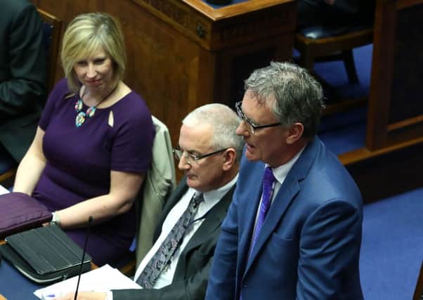 Mike Nesbitt addresses the Assembly to announce the UUP's decision to go into Opposition