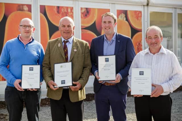 M&S FFF Award Winners 2016 (left to right) Tom Forgrave (Ballymoney), Crosby Cleland (Saintfield), William Gilpin (Loughgall) and Larry Nugent from Tassagh , Co. Armagh