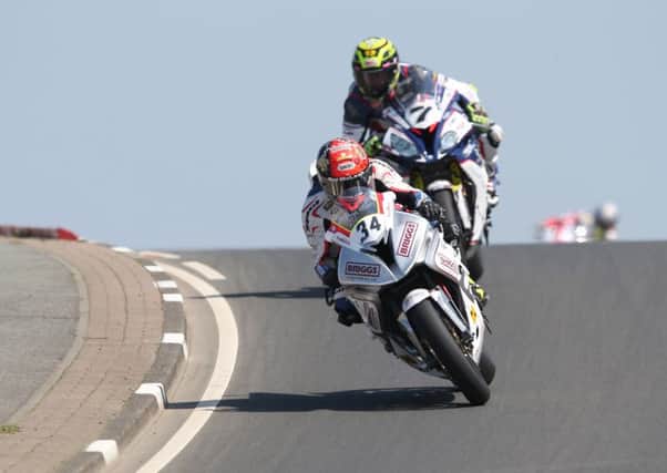 Alastair Seeley (Briggs BMW) during Superbike qualifying for the North West 200.