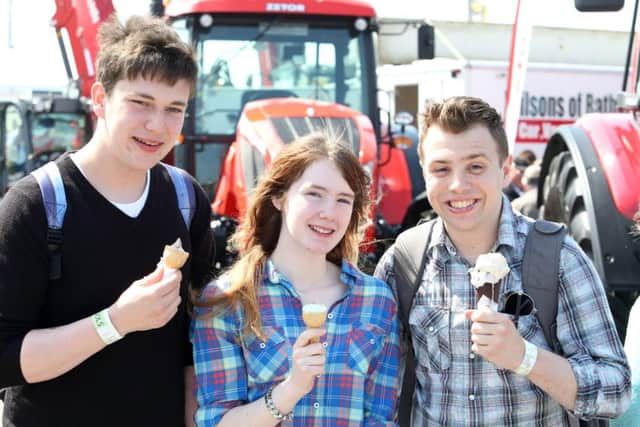 Liam Devlin, Lucy Steele and Alan Lawrence from Cookstown cool off with an ice cream as the sun shone again at the Maze