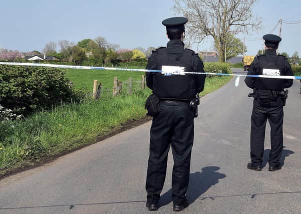 A police cordon at the scene of a fatal crash on the Derryanvil Road, Portadown