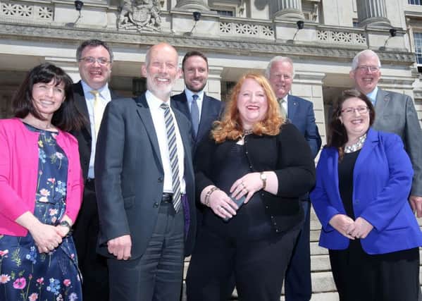 The Alliance Party's newly elected MLAs on the steps of Parliament Buildings, Stormont


Picture by Jonathan Porter/PressEye