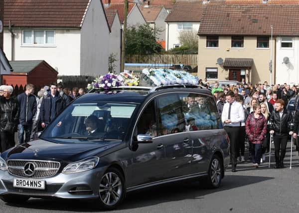 The funeral of Aaron Strong earlier this month