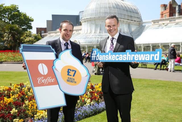Tony Wilcox of Danske Bank, right, with John French of the Consumer Council at the launch of the reward account