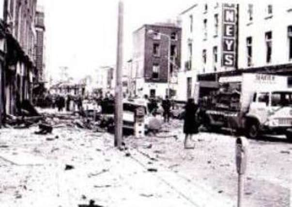 Devastation in Monaghan after the 1974 bombings that killed 33 people there and in Dublin