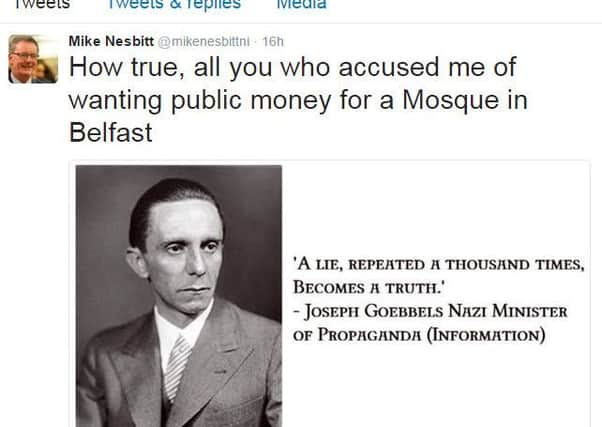 Mike Nesbitts controversial tweet quoting Goebbels