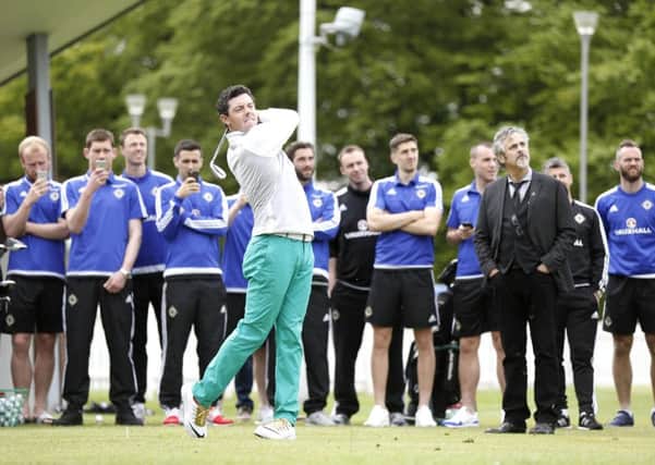 Irish Open Champion, Rory McIlroy, called into Carton House to wish the Northern Ireland team good luck ahead of EURO 2016