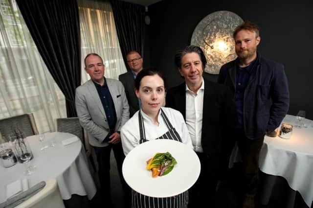 Front: EIPIC Chef Danni Barry with (background l-r) Hercules Brewery's Niall McMullan, Carnbrooke Meats Jason Hamilton, Deanes owner Michael Deane and David Love Cameron.