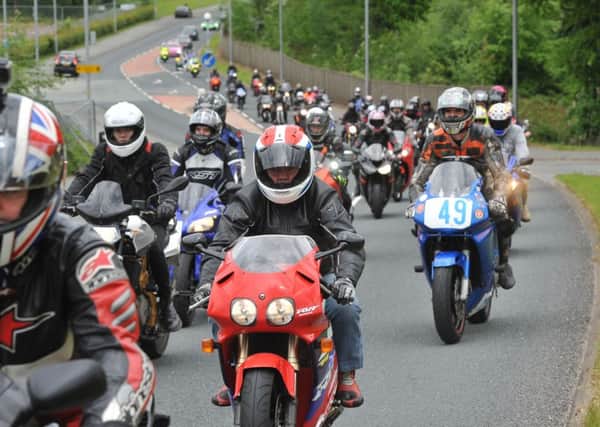 The funeral procession for NW200 crash victim Malachi Mitchell Thomas which set off from Horwich to Charnock Richard. Photo Neil Cross