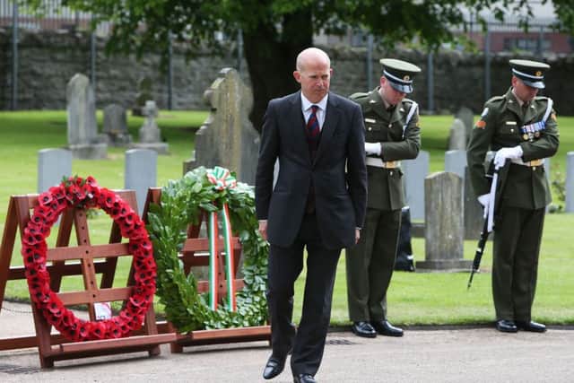 British Ambassador to Dublin Dominick Chilcott after laying a wreath during a State ceremony to remember the British soldiers who died during the Easter Rising at Grangegorman Military Cemetery, Dublin. Photo:  Brian Lawless/PA Wire