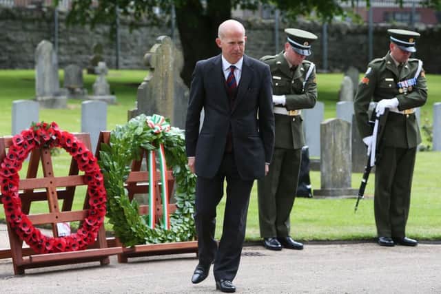 British Ambassador to Dublin Dominick Chilcott after laying a wreath during a State ceremony to remember the British soldiers who died during the Easter Rising at Grangegorman Military Cemetery, Dublin. Photo: Brian Lawless/PA Wire