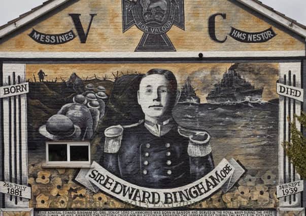 A mural in Bangor of Hon. E. B. S. Bingham, who was awarded the Victoria Cross for his actions in the Battle of Jutland