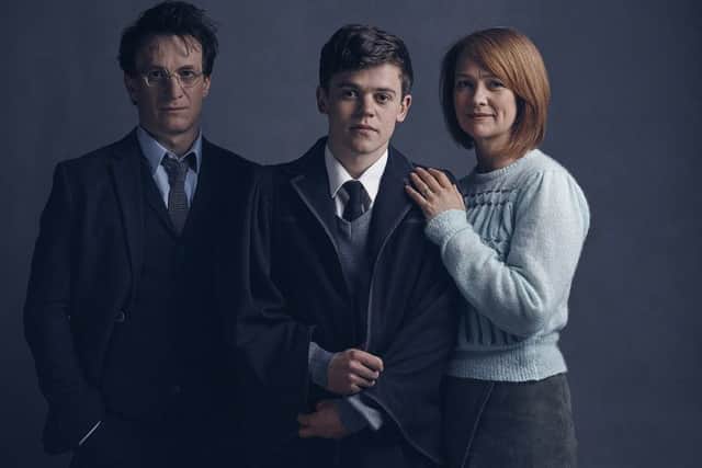 Undated handout photo of (from the left) Jamie Parker, Sam Clemmett and Poppy Miller who will play Harry Potter, Albus Potter and Ginny Potter respectively in the Harry Potter And The Cursed Child stage play