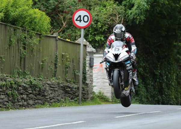 Michael Dunlop on the Hawk Racing BMW at Ballacrye during the RST Superbike race on Saturday.