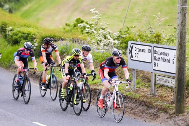Gran Fondo riders passing through the streets and roads of Northern Ireland on June 5, 2016