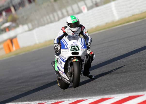 Eugene Laverty raced with a replica Gene McDonnell helment in the Catalan MotoGP.