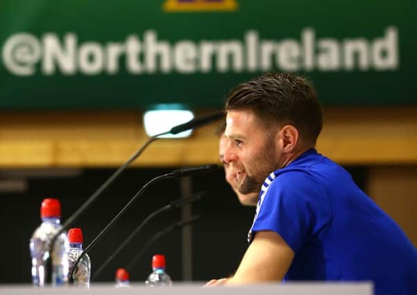 Northern Ireland's Oliver Norwood at a press conference in the Media Centre in France