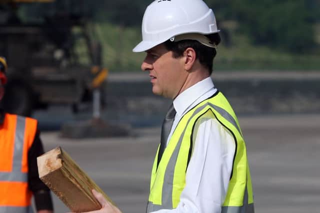 Chancellor George Osborne during a visit to Warrenpoint Harbour in Co Down