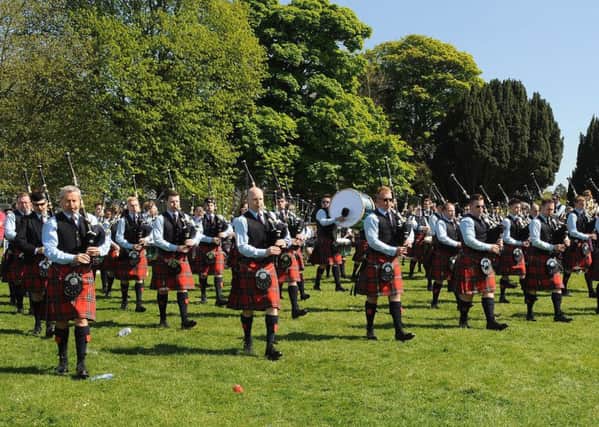 Pipe Major Richard Parkes MBE and Field Marshal Montgomery Pipe Band pictured during a final practice prior to competing at the Ards and North Down Pipe Band Championships at Castle Grounds, Bangor on Saturday 14th May.