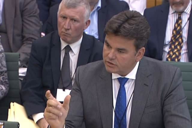 BHS owner Dominic Chappell appearing before the Parliamentary hearing