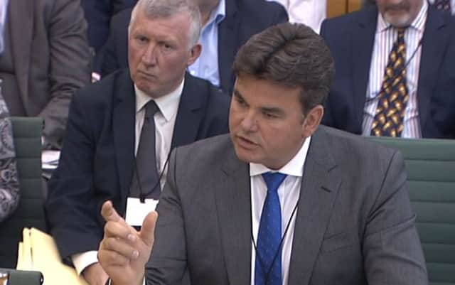 BHS owner Dominic Chappell appearing before the Parliamentary hearing