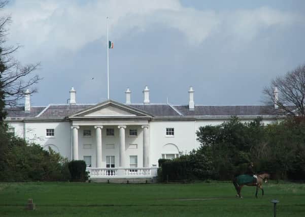 Ãras an UachtarÃ¡in, residence of the Irish president, to whom Bethany survivors are making a plea