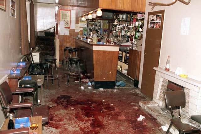 PACEMAKER BELFAST 05/06/98 Interior of O'Toole's bar in Loughinisland the morning after the UVF shot dead 6 people.